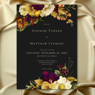 Invitation Élégant Moody Jewel Vintage Floral Mariage