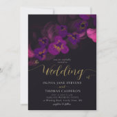 Invitation Élégant Moody Orchidées violettes foncées Mariage  (Devant)