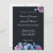Invitation Elégant Moody Purple Aquarelle Florale Mariage (Devant)