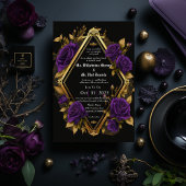 Invitation Élégant Moody Purple & Gold Mariage gothique