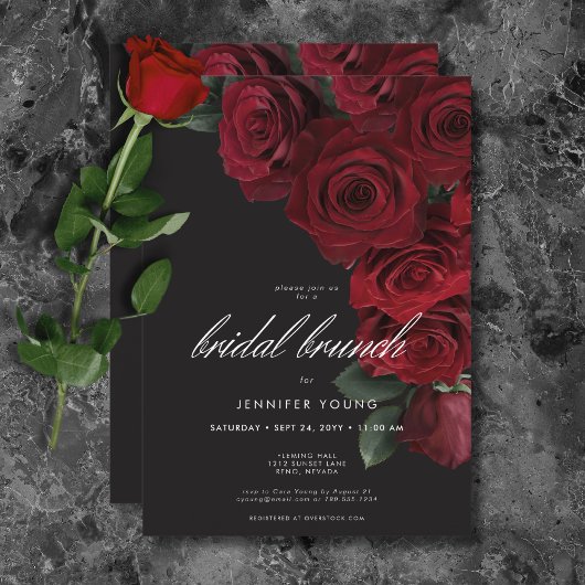 Invitation Élégant Moody Roses de sang Brunch de la nuptiale 