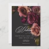 Invitation Elégant Moody Rust & Bourgogne Floral Deux Côtés (Devant)