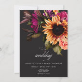 Invitation Élégant Moody Vibrant Sunset Floral Mariage (Devant)