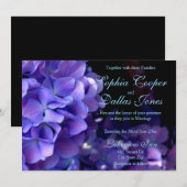 Invitation Élégant moody violet Mariage floral noir (Devant / Derrière)