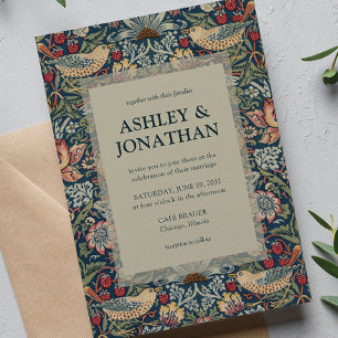 Invitation Elégant Morris fraise Theif Motif Mariage