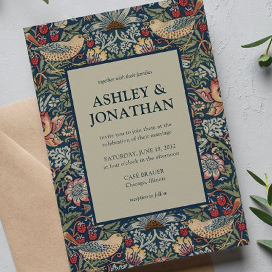 Invitation Elégant Morris fraise Theif Motif Mariage