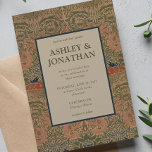 Invitation Elegant Morris Peacock & Dragon Motif Mariage<br><div class="desc">Faire-part de mariage inspiré de l'art classique, avec un imprimé botanique intemporel inspiré par William Morris du début du XXe siècle. Cette élégante invitation est encadrée par une frise fleurie luxuriante et colorée, rendant hommage à l'artiste emblématique de Morris, aux feuilles complexes, aux fleurs et aux vignes qui évoquent le...</div>