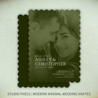 Elegant Moss Green Duotone Photo Mariage