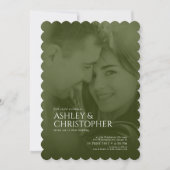 Invitation Elegant Moss Green Duotone Photo Mariage (Devant)