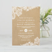 Invitation Élégant Motif de dentelle florale Kraft | Mariage  (Debout devant)
