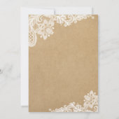 Invitation Élégant Motif de dentelle florale Kraft | Mariage (Dos)