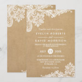 Invitation Élégant Motif de dentelle florale Kraft | Mariage  (Devant / Derrière)