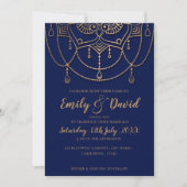 Invitation Elégant Motif de design Blue Gold de la Marine (Devant)