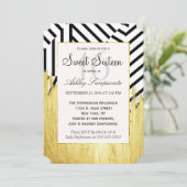 Invitation Élégant Motif de peinture or Faux Strokes & Stripe (Debout devant)