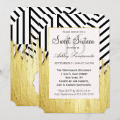 Invitation Élégant Motif de peinture or Faux Strokes & Stripe (Devant / Derrière)