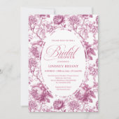 Invitation Élégant motif de roses roses fuchsia pour la douch (Devant)
