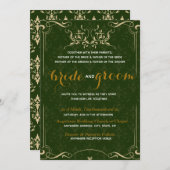 Invitation Élégant Motif d'or dans le Mariage Emerald BG (Devant / Derrière)