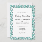 Invitation Elégant Motif feuille Turquoise Mariage botanique  (Devant)