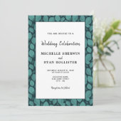 Invitation Élégant Motif feuille Turquoise Mariage botanique (Debout devant)