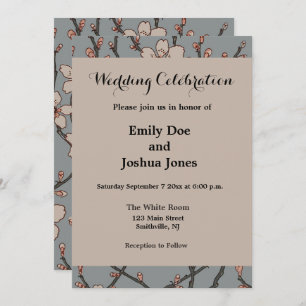 Invitation Élégant Motif Fleur rose Douce Fleur Fleur de Ceri