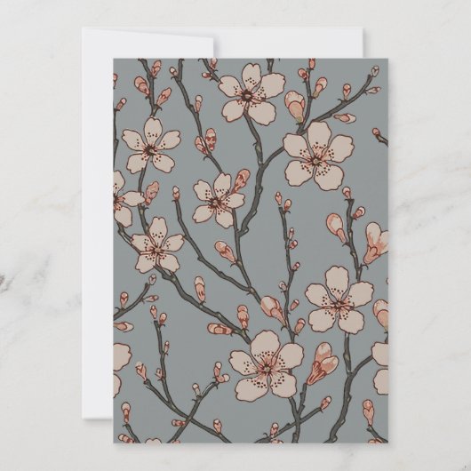 Invitation Élégant Motif Fleur rose Douce Fleur Fleur de Ceri (Dos)