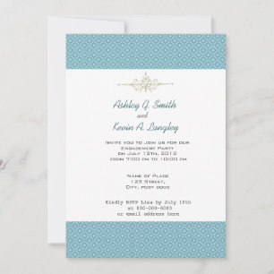 Invitation Élégant, motif sans couture bleu classique de fian