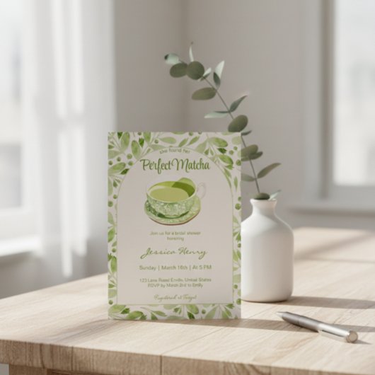 Invitation Elégant Motif vert parfait Matcha nuptiale douche