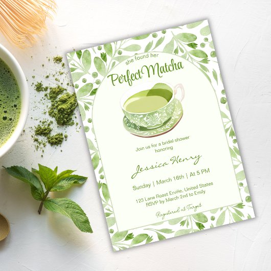 Invitation Elégant Motif vert parfait Matcha nuptiale douche