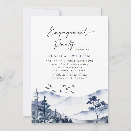 Invitation Elegant Mountain Forest ENGAGEMENT PARTI (Devant)