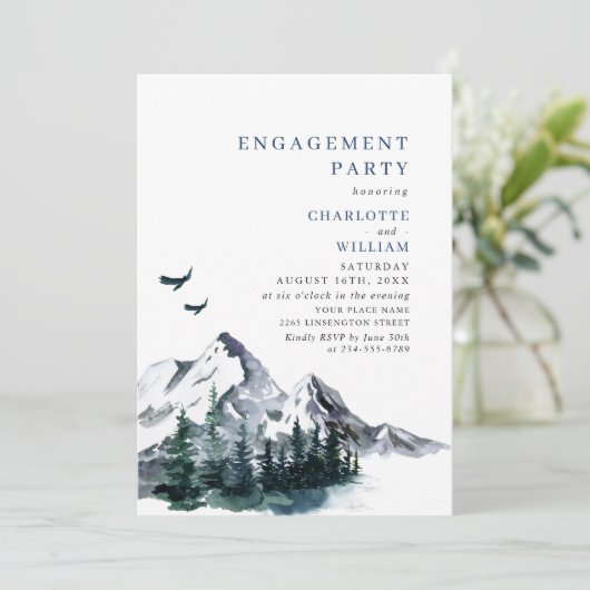 Invitation Elegant Mountain Forest ENGAGEMENT PARTI (Debout devant)