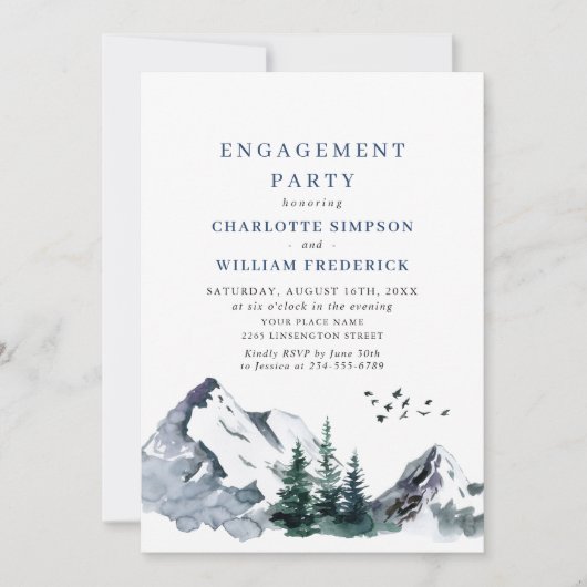 Invitation Elegant Mountain Forest ENGAGEMENT PARTI (Devant)