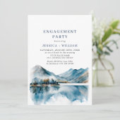 Invitation Elegant Mountain Forest Engagement Party Photo (Debout devant)