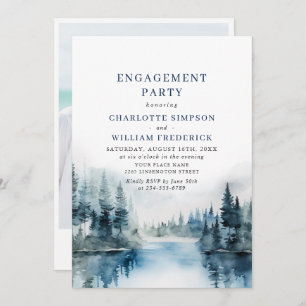 Invitation Elegant Mountain Forest Engagement Party Photo