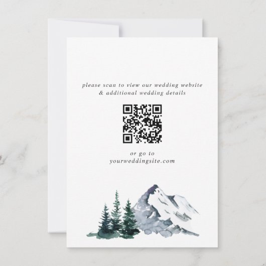 Invitation Elegant Mountain Forest Mariage Code QR (Dos)