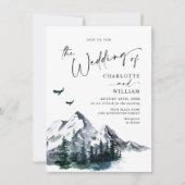 Invitation Elegant Mountain Forest Mariage Code QR (Devant)