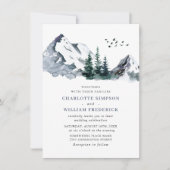 Invitation Elegant Mountain Forest Mariage Code QR (Devant)