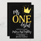 Invitation Élégant Mr Onederful Birthday Party (Devant / Derrière)