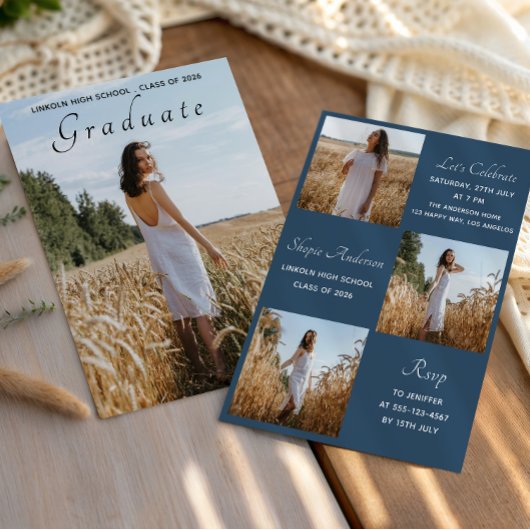 Invitation Elegant Multi Photo Graduation Party