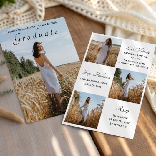 Invitation Elegant Multi Photo Graduation Party