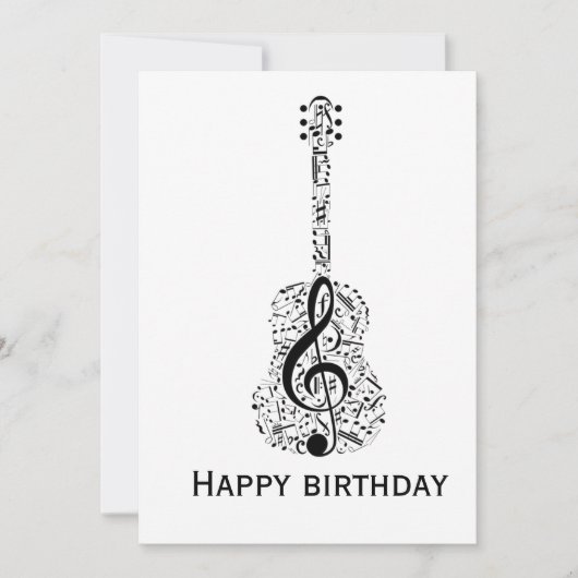 Invitation Elegant Music Note Birthday Greeting Card (Devant)