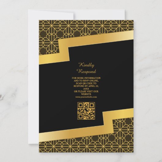 Invitation Elégant musulman walima Mariage Nikah avec code QR (Dos)