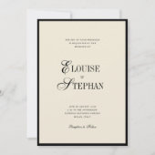 Invitation Elegant Names Ivory and Black Old Money Wedding (Devant)