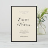 Invitation Elegant Names Ivory and Black Old Money Wedding (Debout devant)