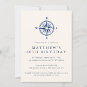 Invitation Elegant Nautical Compass Adult Birthday Party (Devant)