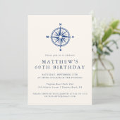 Invitation Elegant Nautical Compass Adult Birthday Party (Debout devant)