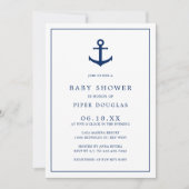 Invitation Elégant Nautical Navy Blue Ancre Baby shower garço (Devant)