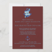 Invitation Elégant Nautical Yacht Destination Mariage (Devant)