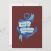 Invitation Elégant Nautical Yacht Destination Mariage (Dos)