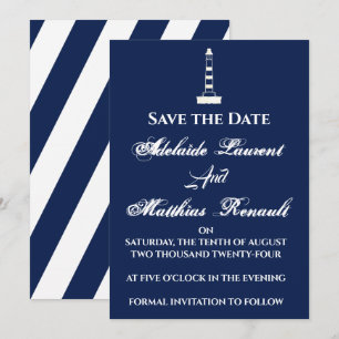 Invitation Élégant Nautique Enregistrer la date - bleu marine