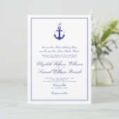 Invitation Elégant Nautique Nettoyer Monogramme Mariage Invit (Debout devant)
